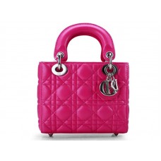 Dior Nano Leather Bag Silver Hardware Hot Pink