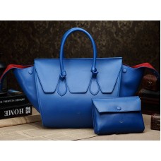 Celine Tie Nano Top Handle Bag Leather Blue