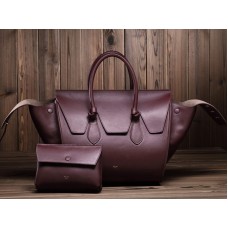 Celine Tie Nano Top Handle Bag Leather Burgundy