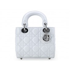 Dior Nano Leather Bag Silver Hardware White