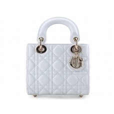 Dior Lady Dior Nano Leather Bag Gold Hardware White