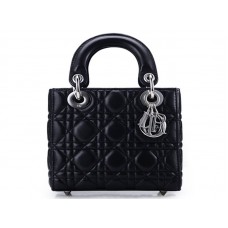 Dior Nano Leather Bag Silver Hardware Black