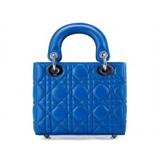 Dior Nano Leather Bag Silver Hardware Blue