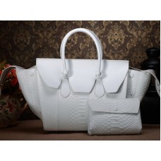 Celine Tie Nano Top Handle Bag Leather White Python