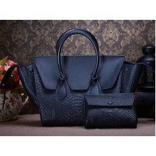 Celine Tie Nano Top Handle Bag Leather Blue Python