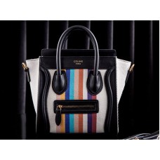 Celine Luggage Mini Tote Canvas White & Rainbow