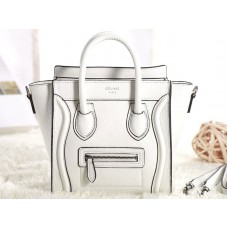 Celine Luggage Mini Tote In Calfskin White