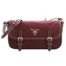 Prada Tessuto Bandoliera Crossbody Messenger Bag Burgundy