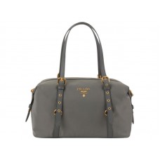 Prada Tessuto Bauletto Satchel Shoulder Bag Grey