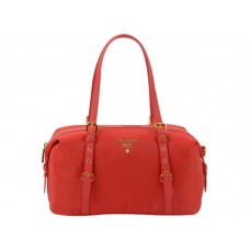 Prada Tessuto Bauletto Satchel Shoulder Bag Red