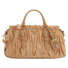 Prada Tessuto Gaufre Nylon Top Handle Bag Beige