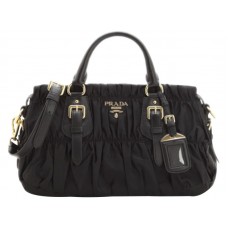 Prada Tessuto Gaufre Nylon Top Handle Bag Black