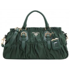 Prada Tessuto Gaufre Nylon Top Handle Bag Green