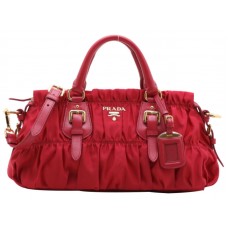 Prada Tessuto Gaufre Nylon Top Handle Bag Hot Pink