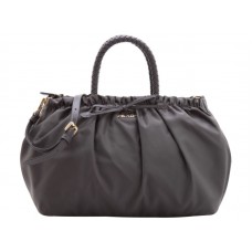 Prada Tessuto Nylon Bauletto Satchel Bag Brown