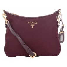 Prada Tessuto Nylon With Leather Trim Sling Bag Burgundy