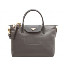 Prada Tessuto Nylon With Leather Trim Tote Grey