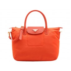 Prada Tessuto Nylon With Leather Trim Tote Orange