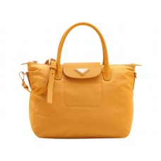 Prada Tessuto Nylon With Leather Trim Tote Yellow