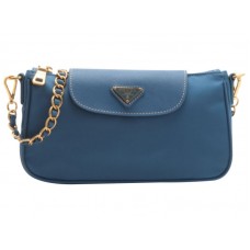 Prada Tessuto Nylon With Saffiano Leather Wristlet Bag Blue