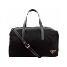 Prada Vela Nylon Top Handle Bag Black