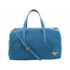 Prada Vela Nylon Top Handle Bag Light Blue