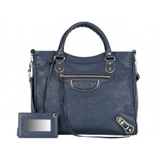 Balenciaga Gold Metallic Edge Velo Bag Blue