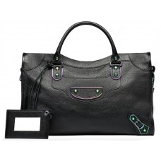 Balenciaga Classic Metallic Edge Iridescent City Bag Black