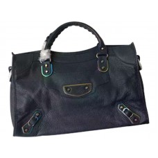 Balenciaga Classic Metallic Edge Iridescent City Bag Dark Blue