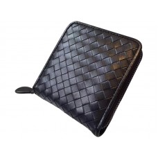 Bottega Veneta Bi-Fold Zip Wallet In Intrecciato Black