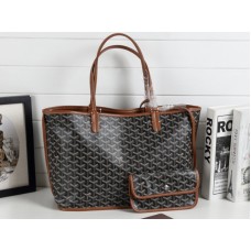 Goyard Anjou Reversible Tote Mm Black Brown