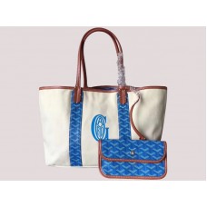 Goyard Anjou Reversible Canvas Tote Mm Blue H-gotogg3456s1