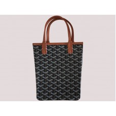 Goyard Poitiers Tote Black With Brown Leather Trim