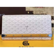 Goyard Chevron Monte Carlo Bois Clutch White