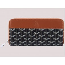 Goyard Goyardine Matignon Wallet Black With Brown Leather Trim