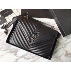 Saint Laurent Coll?Ge Medium In Matelass? Leather Black