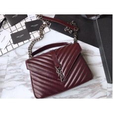 Saint Laurent Coll?Ge Medium In Matelass? Leather Burgundy