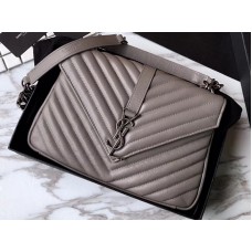 Saint Laurent Coll?Ge Medium In Matelass? Leather Grey