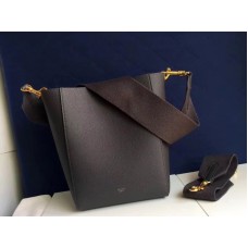 Celine Sangle Small Bucket Bag In Soft Grained Calfskin Chocolate