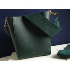 Celine Sangle Small Bucket Bag In Soft Grained Calfskin Green