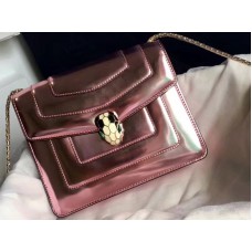 Bvlgari Flap Cover Serpenti Forever 20cm Metallic Calfskin Rose Quartz