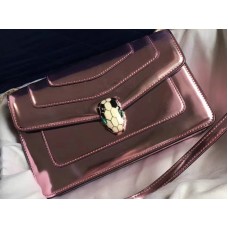 Bvlgari Flap Cover Serpenti Forever 22cm Metallic Calfskin Pink Quartz