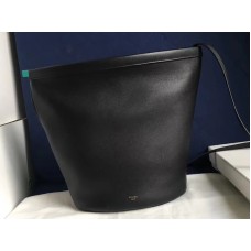 Celine Claps Calfskin Leather Bucket Bag Black