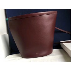 Celine Claps Calfskin Leather Bucket Bag Burgundy