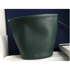 Celine Claps Calfskin Leather Bucket Bag Green