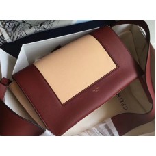 Celine Medium Frame Shoulder Bag Calskin Burgundy And Camel