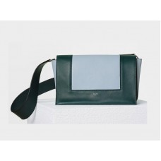 Celine Medium Frame Shoulder Bag Calskin Mineral And Dark Green