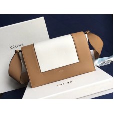 Celine Medium Frame Shoulder Bag Calskin Tan And White