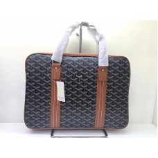 Goyard Goyardine Briefcase Black With Brown Leather Trim