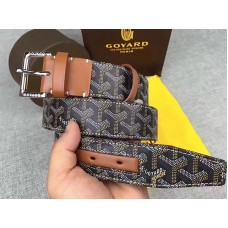 Goyard Chevron Goyardine Leather Belt Black With Brown Leather Trim